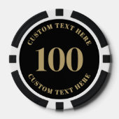 フォト ブラック ゴールド 100 数字入り ポーカーチップ (正面)