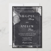 フォト ブラック＆ホワイト ラグジュアリー オールドマネー ウェディング 招待状 (正面)