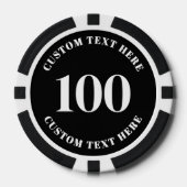 フォト ブラック 100 番号付き ポーカーチップ (正面)