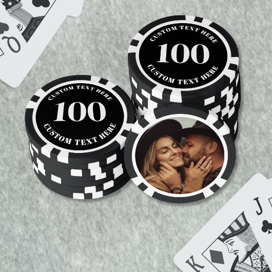 フォト ブラック 100 番号付き ポーカーチップ