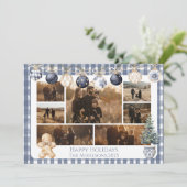 フォト ブルー ギンガム オーナメント ファミリー クリスマス (スタンド正面)