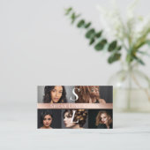 フォト ヘア サロン スタイリスト ルクセ モノグラム ブラック ローズ 名刺 (スタンド正面)