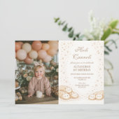 フォト ホリ カノーリ スイート ベーカリー 1歳の誕生日 招待状 (スタンド正面)