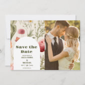 フォト ボーホー ワイルドフラワー ボタニカル ウェディング セーブザデート (正面)