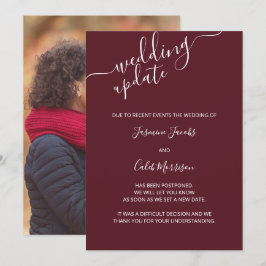 フォト ポストポネメント カード バーガンディー ウェディング アップデート