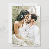 フォト ミニマリスト ブラック＆ホワイト モノグラム ウェディング セーブザデート (正面)