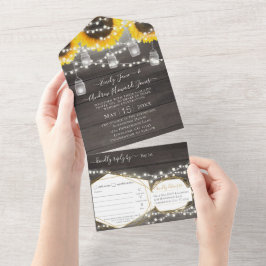 フォト メイソンジャー ひまわり 幾何学 ゴールドフレーム オールインワン招待状