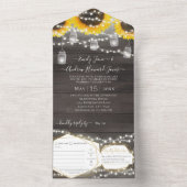 フォト メイソンジャー ひまわり 幾何学 ゴールドフレーム オールインワン招待状 (内側)