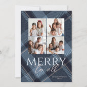 フォト メリー ネイビー ゴールド ホリデー カード (正面)