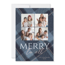 フォト メリー ネイビー ゴールド ホリデー カード