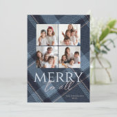 フォト メリー ネイビー ゴールド ホリデー カード (スタンド正面)
