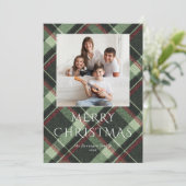 フォト メリー バーガンディ パイン グリーン ホリデー カード (スタンド正面)