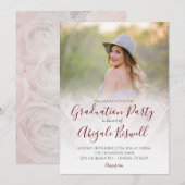 フォト モダン ジオメトリック ローズ グラッド アナウンスメント 招待状 (正面/裏面)