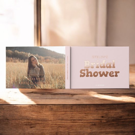 フォト モダン ハート ピンク ブライダル シャワー ゲストブック