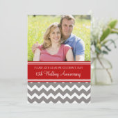 フォト レッド グレー 15周年 誕生日 招待状 (スタンド正面)