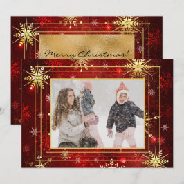 フォト レッド ゴールド スノーフレーク クリスマス  ホリデー