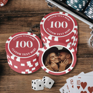 フォト レッド 100 番号付き ポーカーチップ