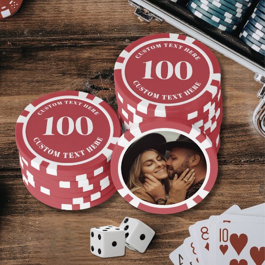 フォト レッド 100 番号付き ポーカーチップ
