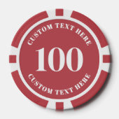 フォト レッド 100 番号付き ポーカーチップ (正面)