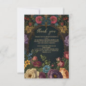フォト ヴィクトリアン ゴシック ヴィンテージ フローラル ブライダル サンキューカード (正面)