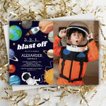 フォト 宇宙 こども 誕生日パーティー インビテーション