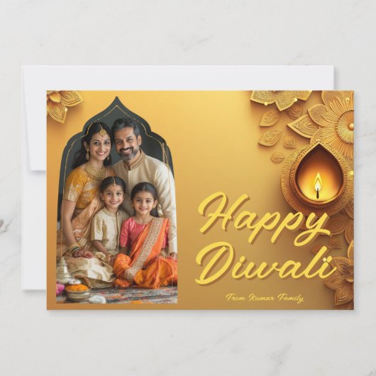 フォト&文字カスタムテンプルグローカード付き 招待状 (正面)