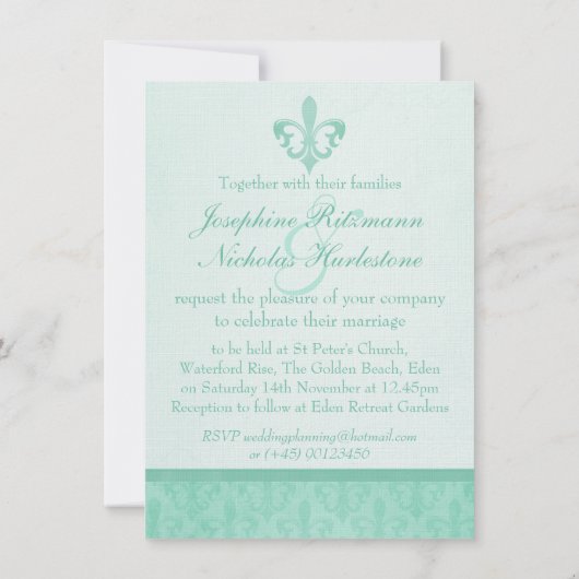 フォト(紋章の)フラ・ダ・リスタイルミント結婚式招待状 招待状 (裏面)