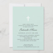 フォト Baptism エレガントなカリグラフィー スウィート ミントグリーン 招待状 (裏面)