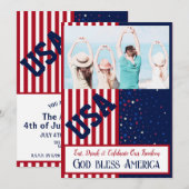 フォト BBQ & ブリュー アメリカ 独立記念日 7月4日 招待状 (正面/裏面)