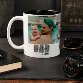 フォト Coolest Dad Est. カスタムイヤー - お父さんへのギフト ツートーンマグカップ