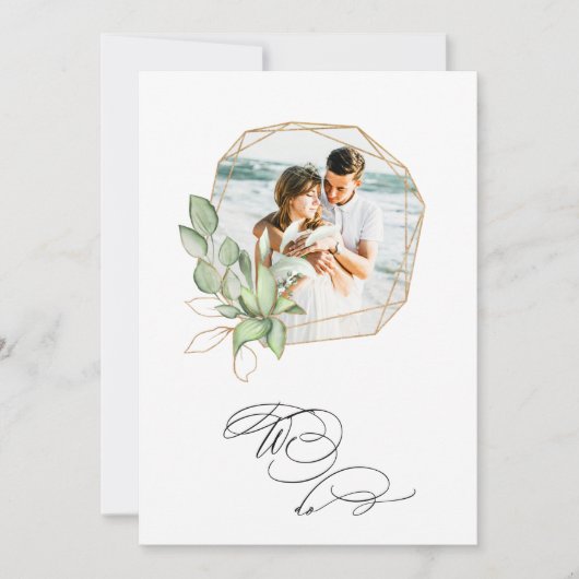 *~*フォトAR6 RSVP + QR金ゴールドジオメトリ結婚ック 招待状 (正面)