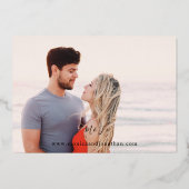 フォトB&W水平4モダン'フ結婚ルダーク 箔招待状 (裏面)