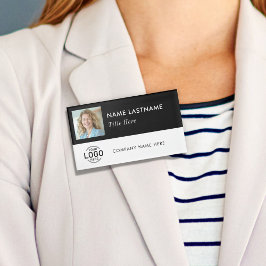 フォトIDロゴシンプル白黒磁気大 名札