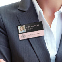 フォトIDロゴブラック赤面ピンク磁性大