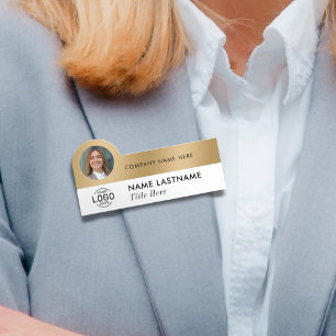 フォトIDロゴモダンフェイク金ゴールドプロフェッショナル 名札