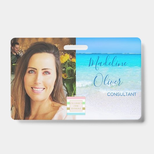 フォトIDロゴ海ビーチ海 バッジ (正面)