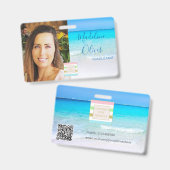 フォトIDロゴ海ビーチ海 バッジ (正面＆裏面)