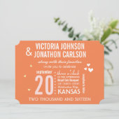 フォトMCMコーラルオレンジモダンタイポグラフィ結婚ズ 招待状 (スタンド正面)