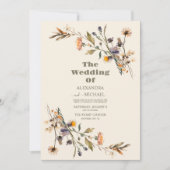 フォトQRコードお洒落ワイルドフラワー結婚草原 招待状 (正面)