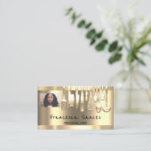 フォトQRコードパーソナルシェフ料理ゴールデンナイフ 名刺 (スタンド正面)