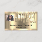 フォトQRコードパーソナルシェフ料理ゴールデンナイフ 名刺 (正面)