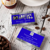 フォトQRコードパーソナルシェフ料理ブルー 名刺