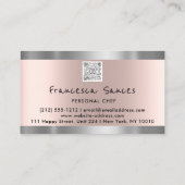 フォトQRコードパーソナルシェフ料理ラウンジシルバー 名刺 (裏面)