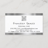 フォトQRコードパーソナルシェフ料理ラウンジホワイト 名刺 (裏面)
