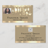 フォトQRコードパーソナルシェフ料理ラウンジマスタード 名刺 (正面/裏面)