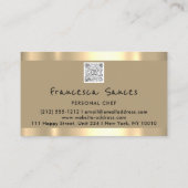 フォトQRコードパーソナルシェフ料理ラウンジマスタード 名刺 (裏面)