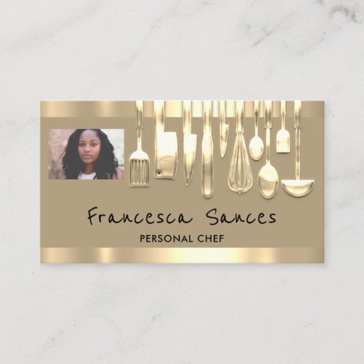 フォトQRコードパーソナルシェフ料理ラウンジマスタード 名刺 (正面)