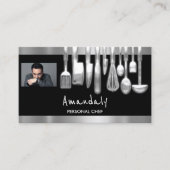 フォトQRコードパーソナルシェフ料理レストランバー 名刺 (正面)