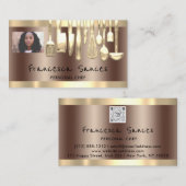 フォトQRコードパーソナルシェフ料理金ゴールドナイフ 名刺 (正面/裏面)