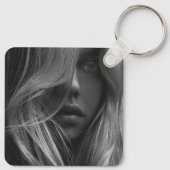 フォトQRコードビジネスロゴブラックビジネス キーホルダー (裏面)